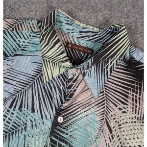 Tori Richard Hawaiian Shirt Mens XLT Blue Green Palm Print Cotton Lawn 0700 MA06